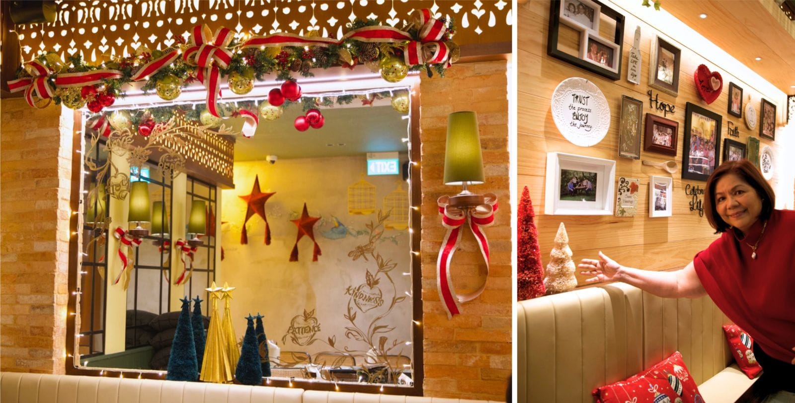 The decorated Singapore café and founder Mary Grace Dimacali, in a supplied press composite.