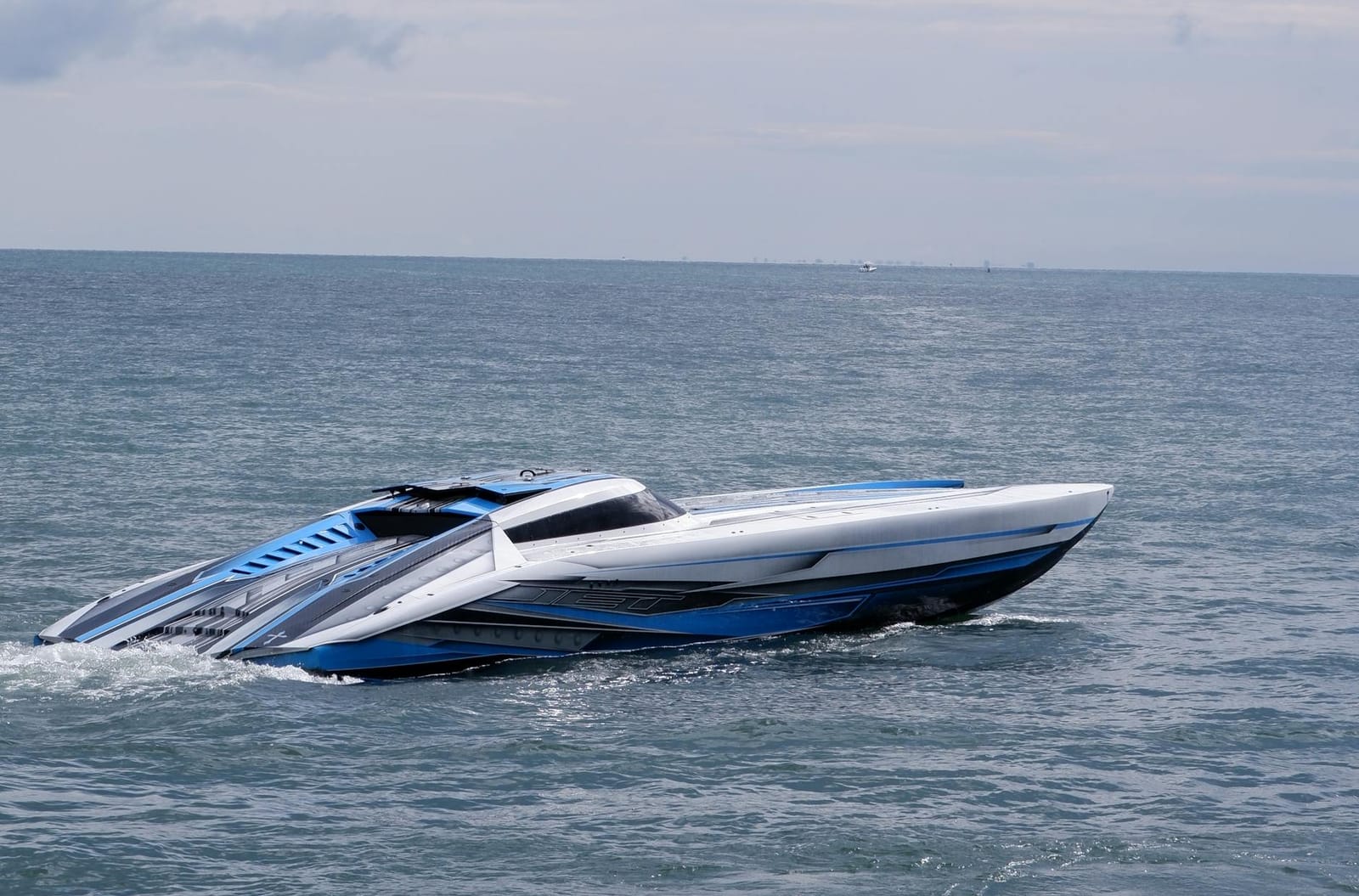 A modern speedboat cruising on the open sea — the AirFish 8 WIG craft promises to revolutionise the Singapore-Batam crossing
