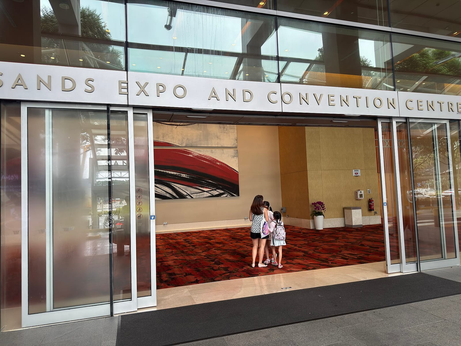 Entrance to the Marina Bay Sands Sands Expo and Convention Centre in Singapore, photographed in 2025; it does not depict POP TOY SHOW 2026.